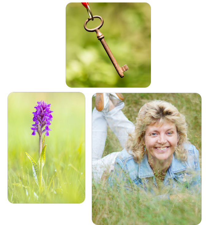 Cintha Stiekema liggend in het gras.